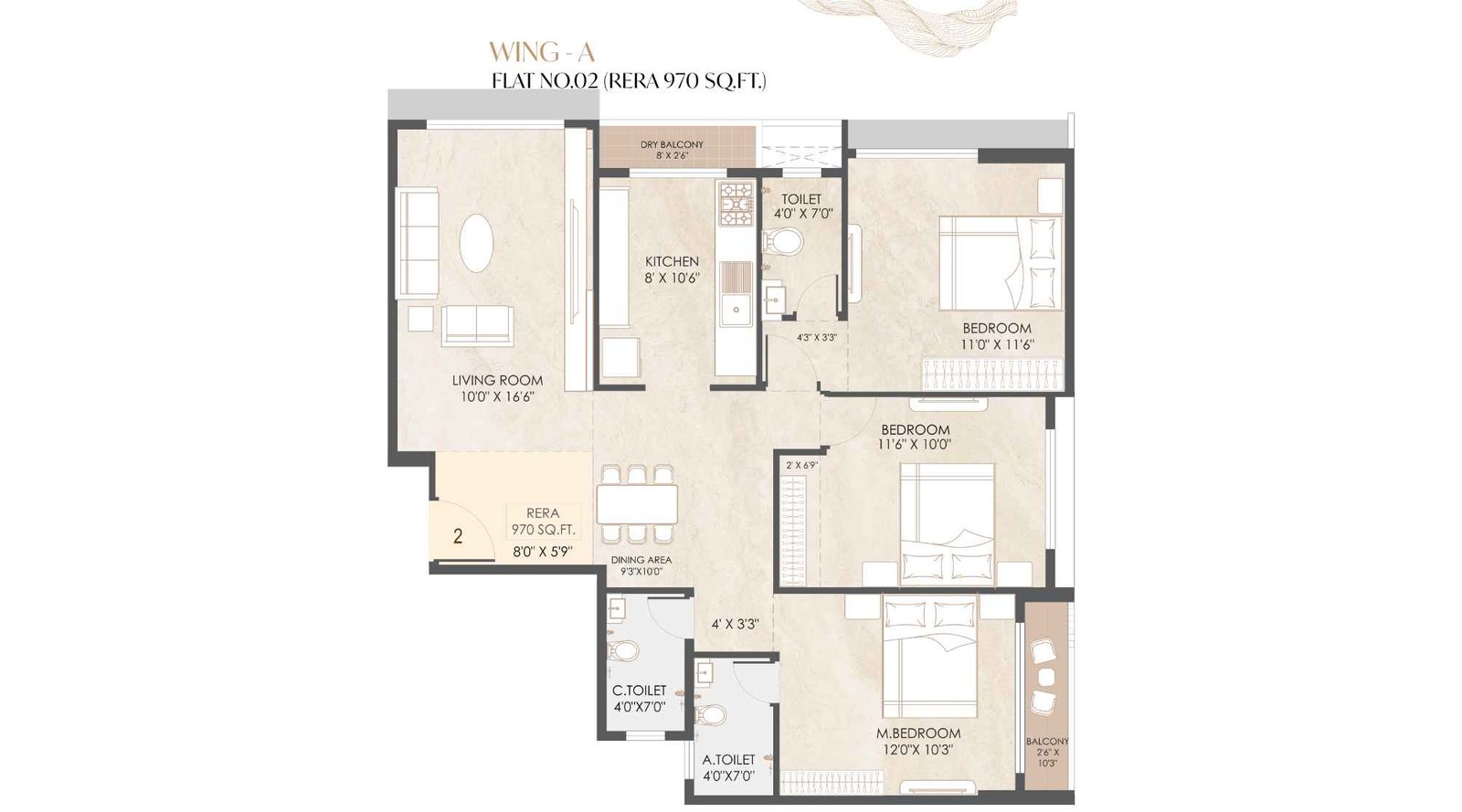 PSK-Aura-typical-floor-plan-wing-A-970-Sqft